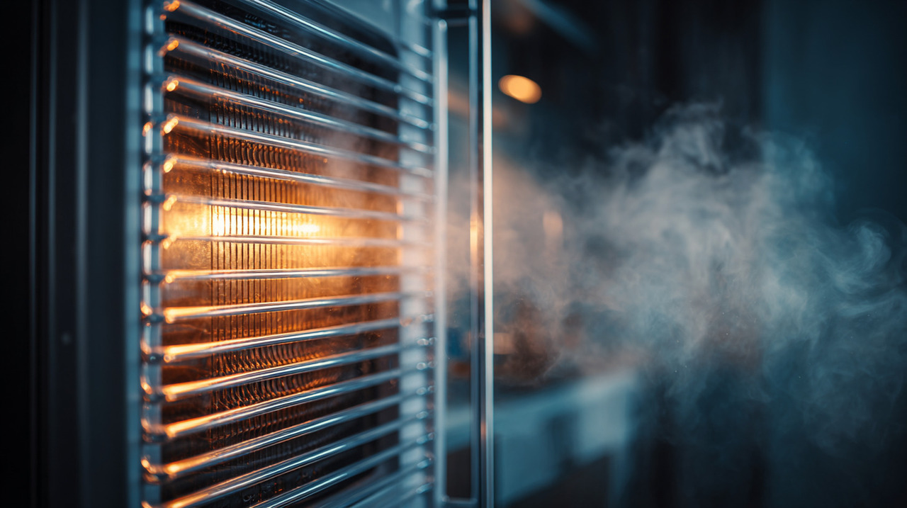 A parte de trás da geladeira possui o condensador, que aquece durante o funcionamento