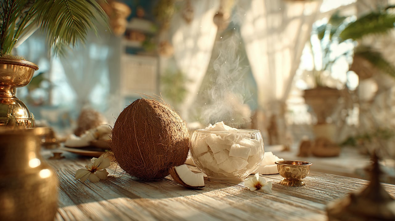 A ação conjunta da água de coco e dos sinos é vista como um catalisador para afastar energias indesejáveis e estimular a chegada de boas notícias