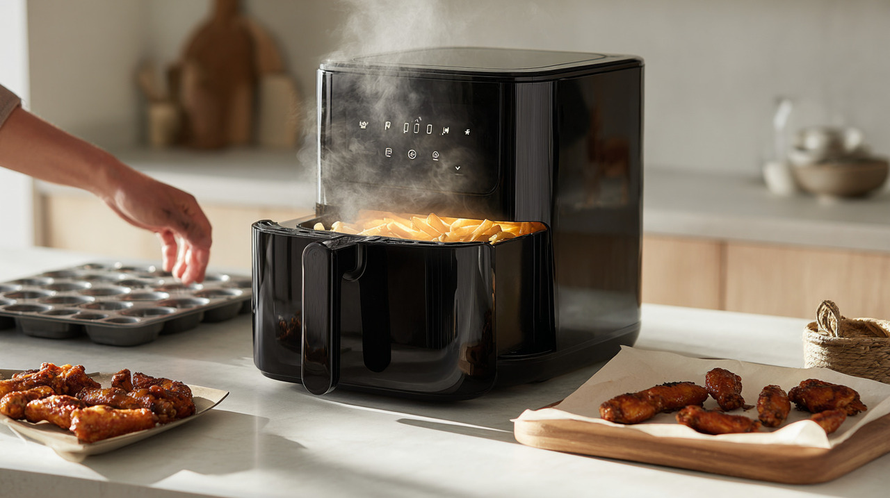 O funcionamento da air fryer baseia-se na circulação de ar quente em alta velocidade