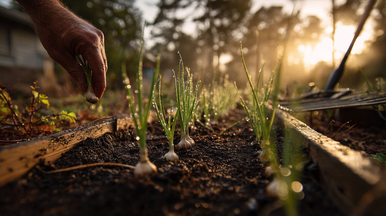Quando você planta alho, os dentes começam a criar raízes durante o final da estação