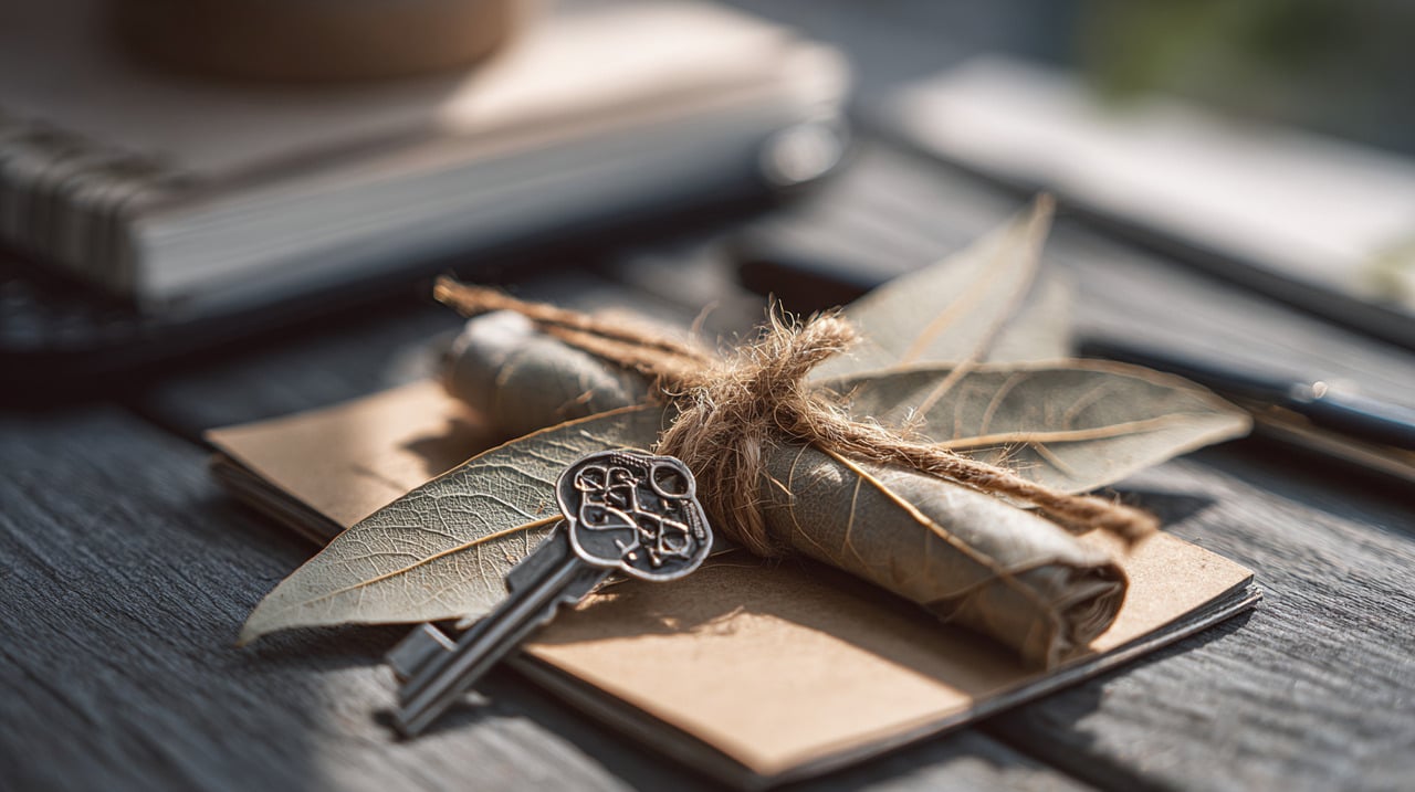 Elementos considerados poderosos, como a chave e a folha de louro