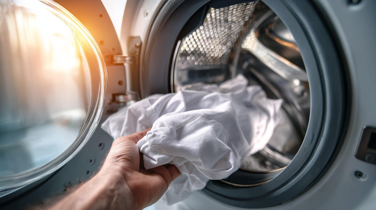 Quando a máquina não está devidamente limpa, resíduos podem se transferir para as roupas