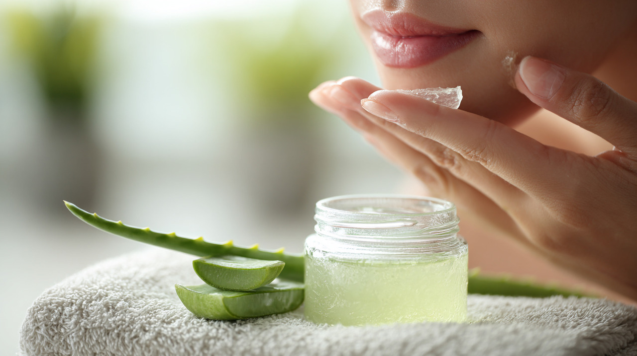 Aplicado no rosto, o gel de aloe vera apresenta efeitos hidratantes que vão além da superfície