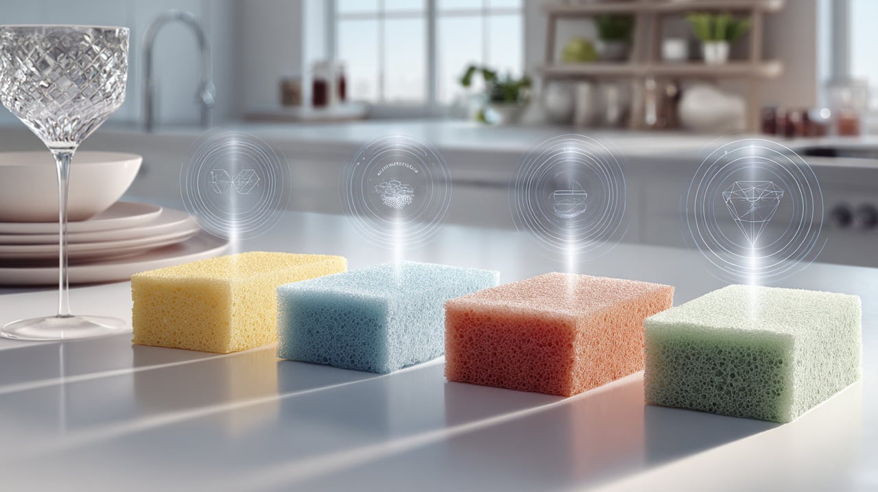 As esponjas de lavar louça são confeccionadas em diferentes cores