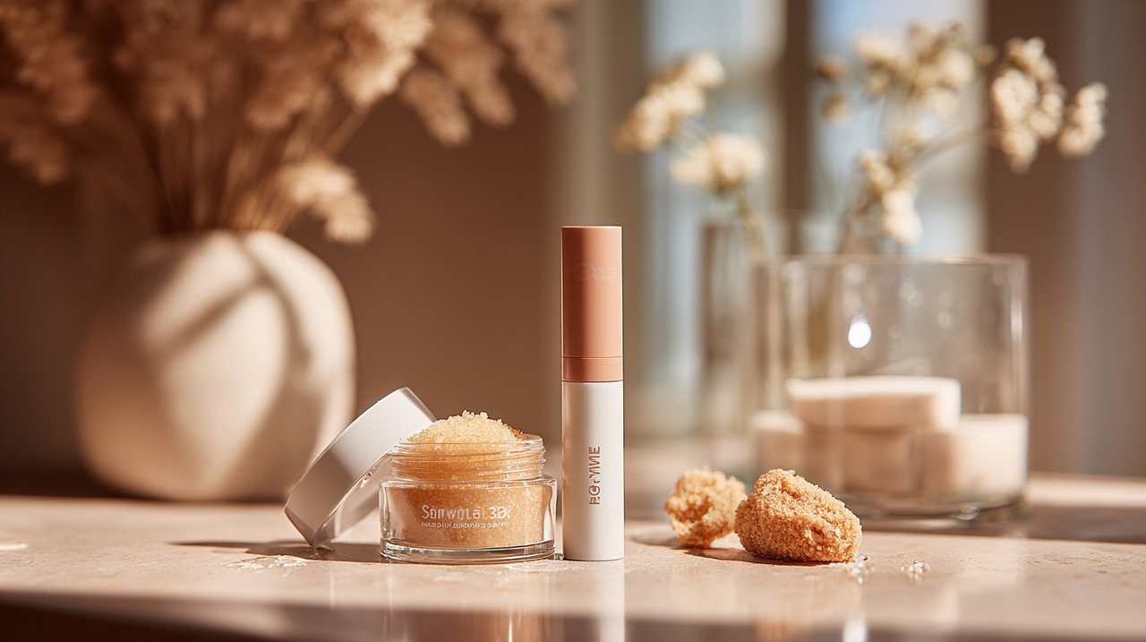 O emprego de esfoliantes labiais é um passo essencial para remover células mortas e estimular a renovação da superfície dos lábios