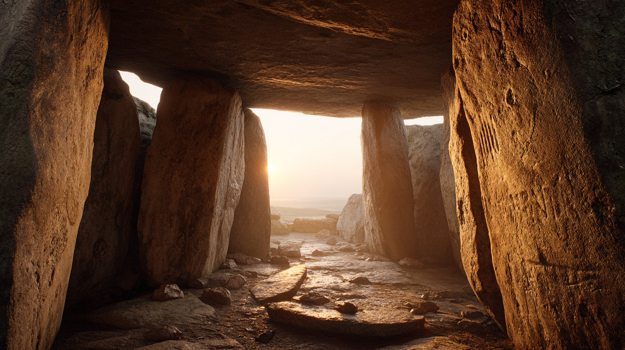 O túmulo, situado em Málaga, é um dolmen extenso com comprimento de cerca de 13 metros