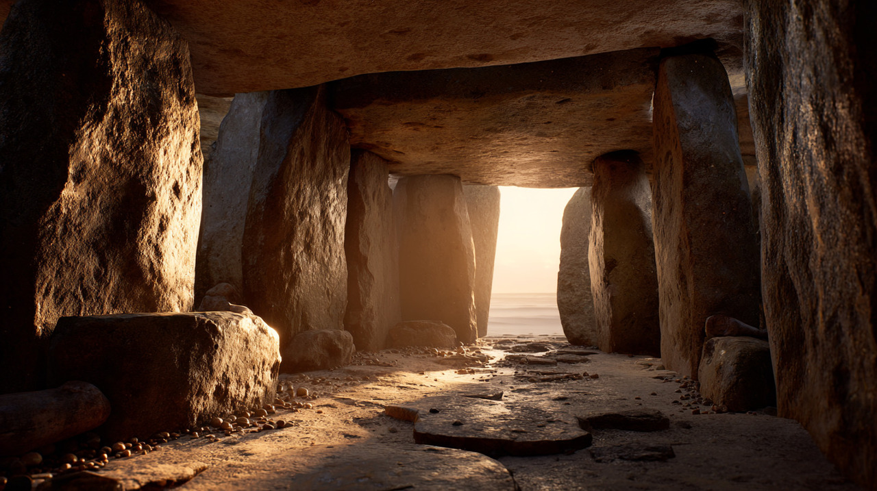 O túmulo, situado em Málaga, é um dolmen extenso com comprimento de cerca de 13 metros