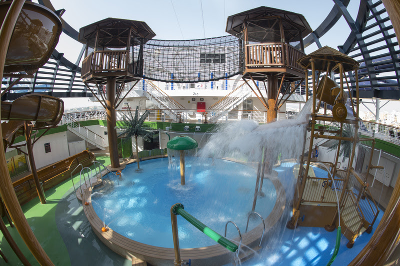 O espaço Forest Aquaventure Park do navio MSC Seaview, que estará no Brasil
