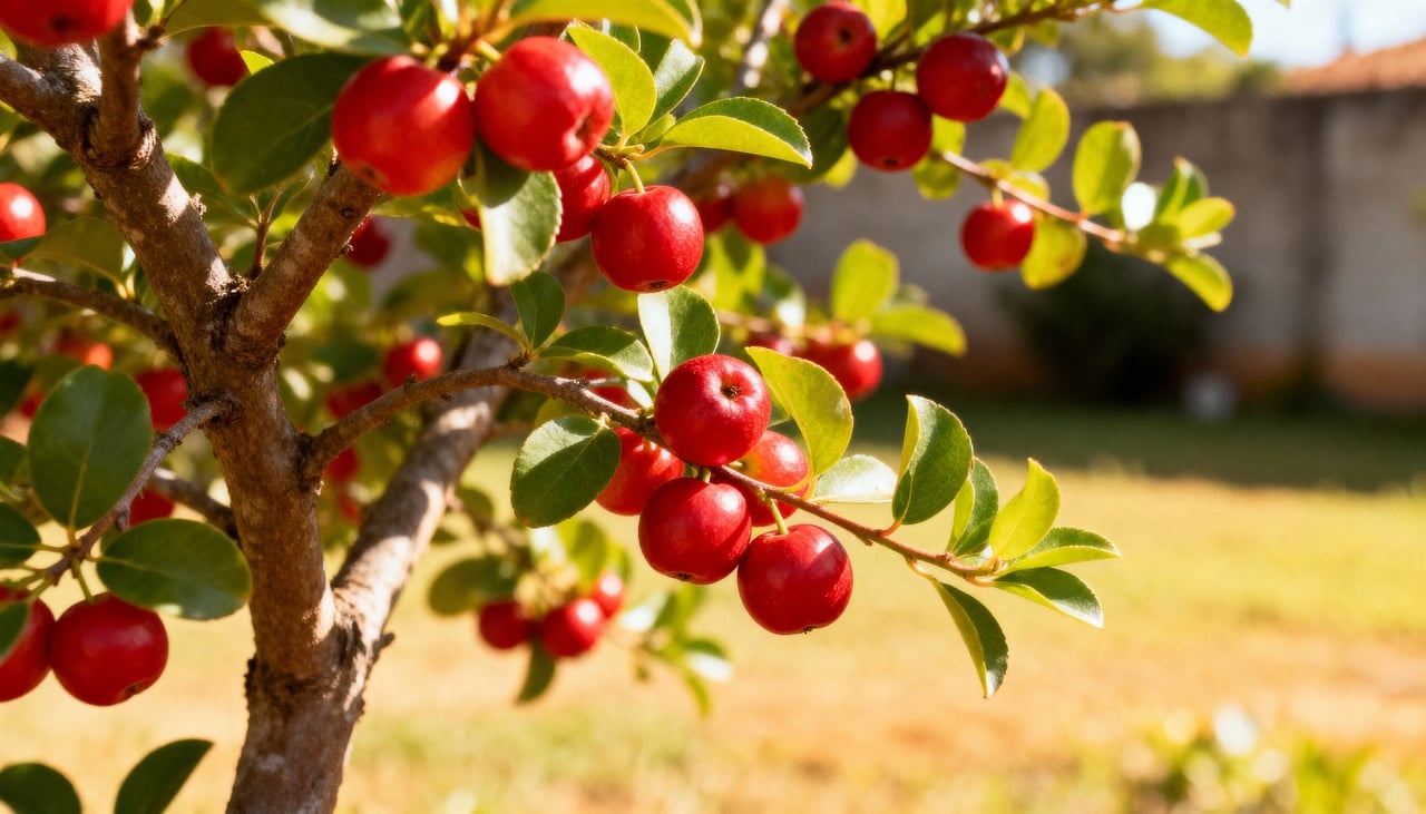 A aceroleira começa a produzir frutos rapidamente após o plantio, o que a torna uma escolha popular para quem deseja resultados em pouco tempo no quintal