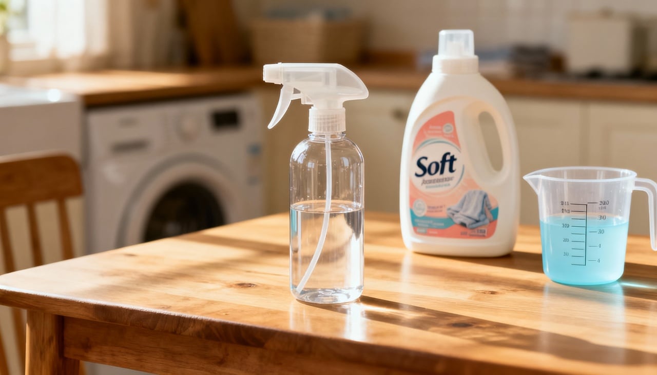 Para preparar a mistura, você só precisa de um borrifador limpo, água e uma pequena quantidade de amaciante