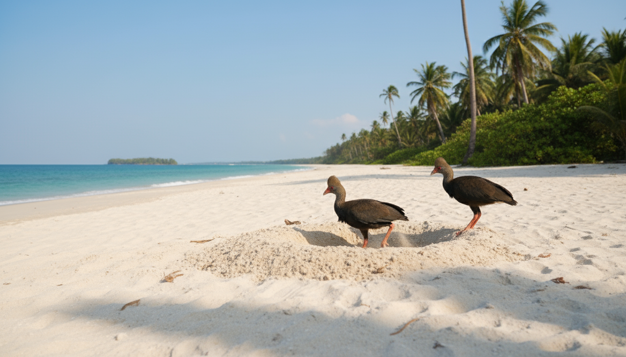 A ave conhecida como Macrocephalon maleo apresenta tamanho médio