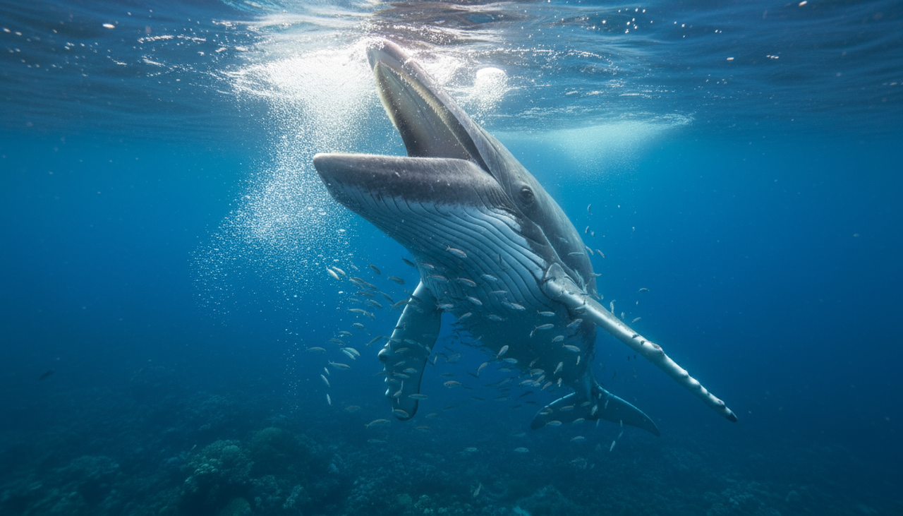Visualmente, a baleia-minke tem corpo em formato de torpedo