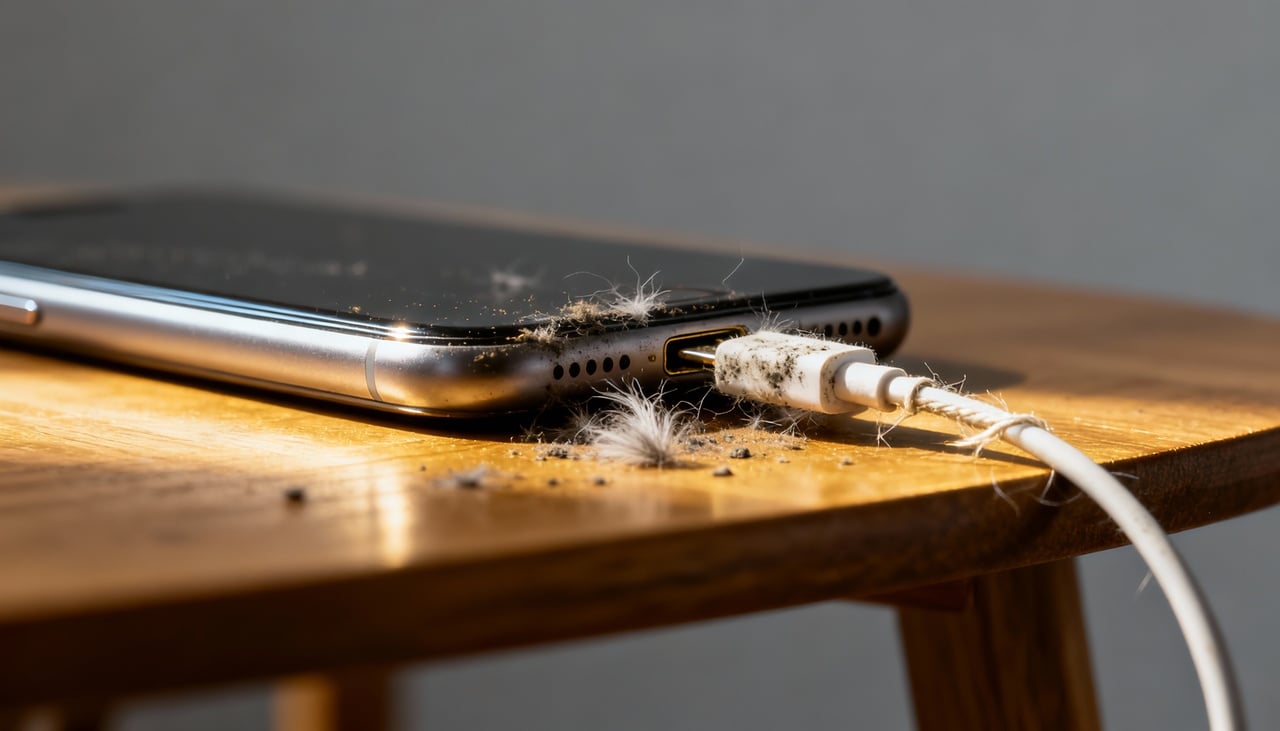 A porta USB é bastante exposta a partículas de poeira e resíduos