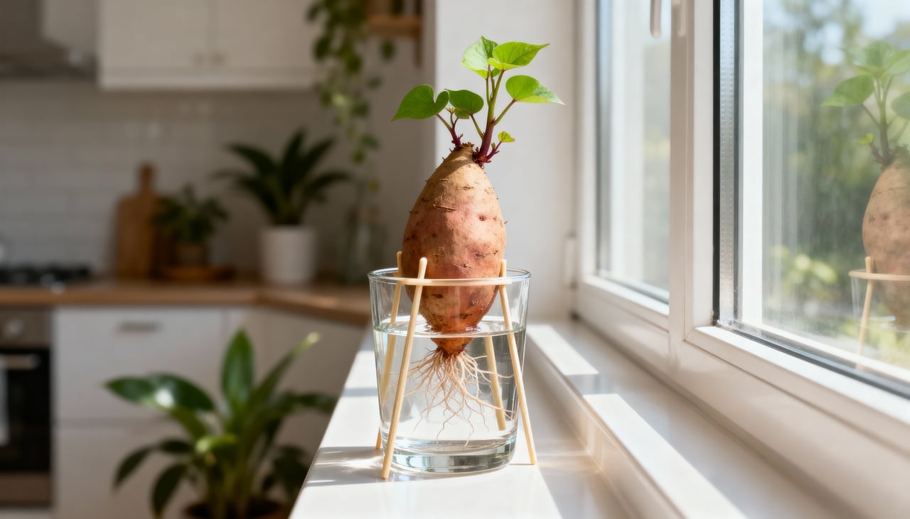 O cultivo de batata-doce como enredadeira caseira destaca-se por ser simples