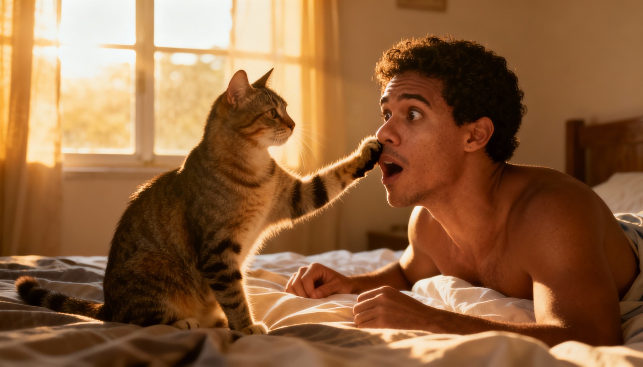 Tocar ou bater levemente com a pata no rosto das pessoas pode ter diversas motivações