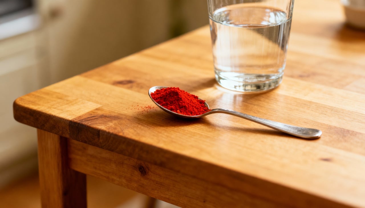 A pimenta-caiena, é um pó vermelho derivado de uma variedade de pimentas com propriedades vasodilatadoras