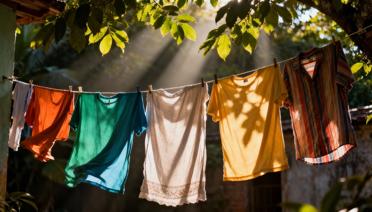 O processo de secagem no varal é diretamente influenciado por fatores como pré-remover o excesso de água das roupas