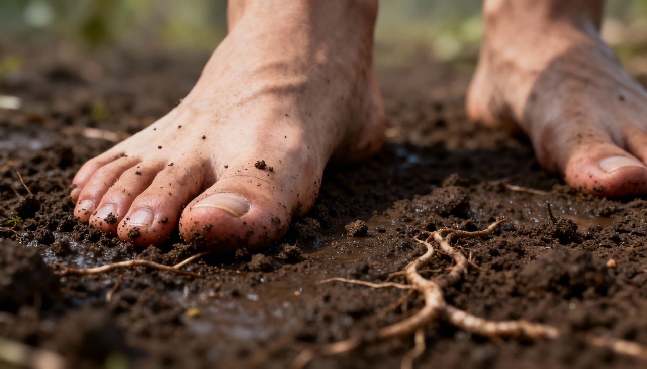 O grounding baseia-se na interação entre o corpo humano e a carga elétrica natural do solo