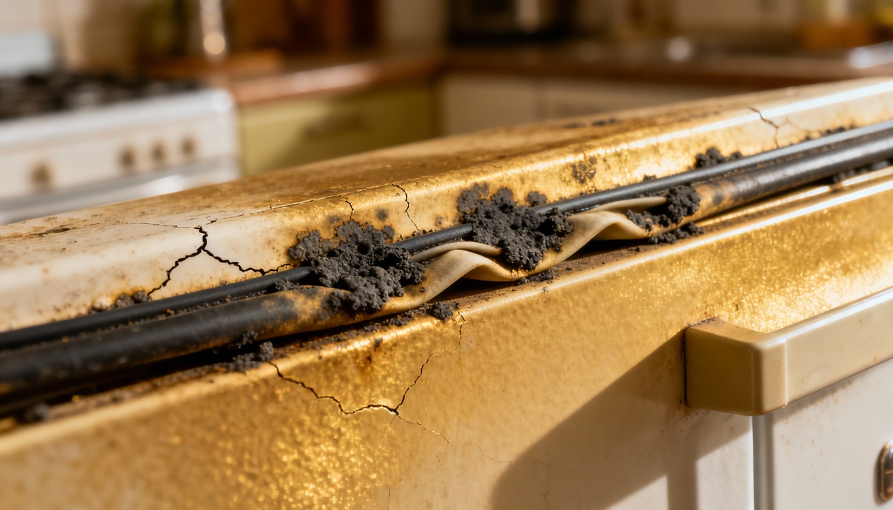 A borracha da porta, conhecida como gaxeta, possui dobras e frestas onde facilmente ficam presos resíduos