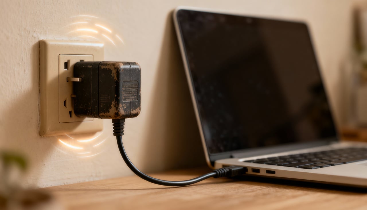 Determinados elementos eletrônicos, como capacitores e pequenas bobinas presentes dentro do notebook