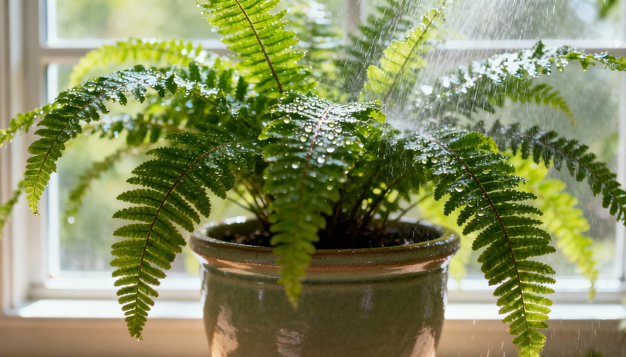 A samambaia-americana é uma escolha certeira para banheiros devido à adaptação ao vapor e à umidade presentes nesses espaços