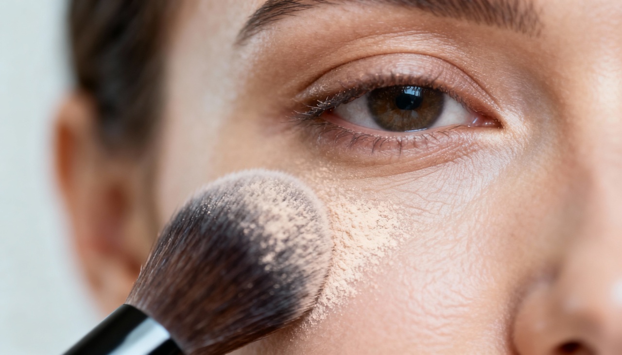 O pó compacto solto oferece textura fina e acabamento natural