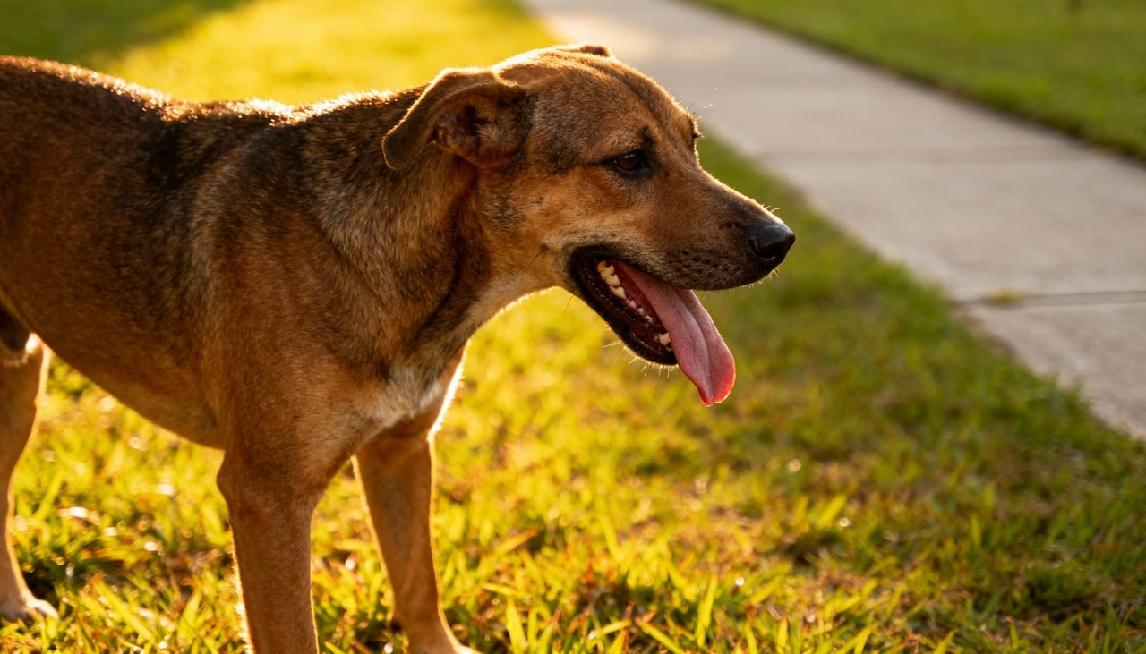 Arfar é o ato de respirar rapidamente com a boca aberta e a língua exposta