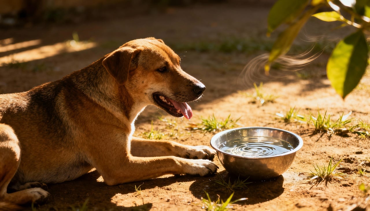 Arfar é o ato de respirar rapidamente com a boca aberta e a língua exposta