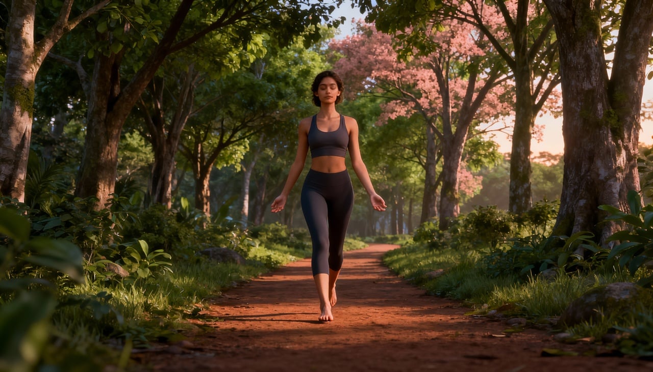 A meditação ativa caminhando promove atenção plena ao incorporar a observação dos movimentos corporais e do ambiente durante a caminhada