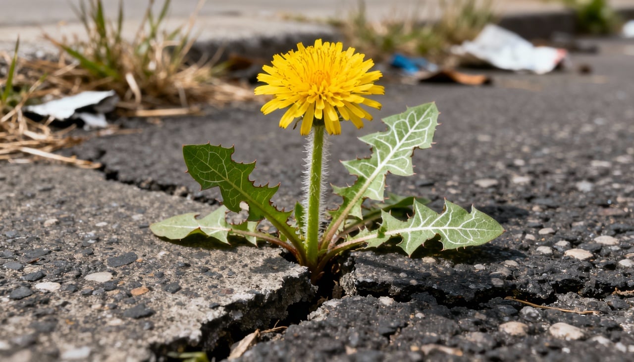 O nome dente-de-leão faz referência ao formato recortado de suas folhas, lembrando uma juba de leão