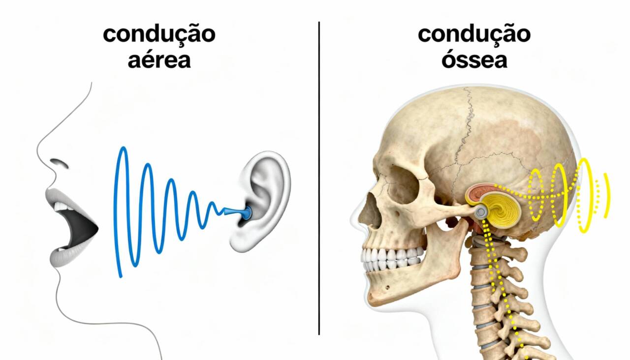 A percepção da própria voz ocorre de duas maneiras: pela condução aérea e pela condução óssea