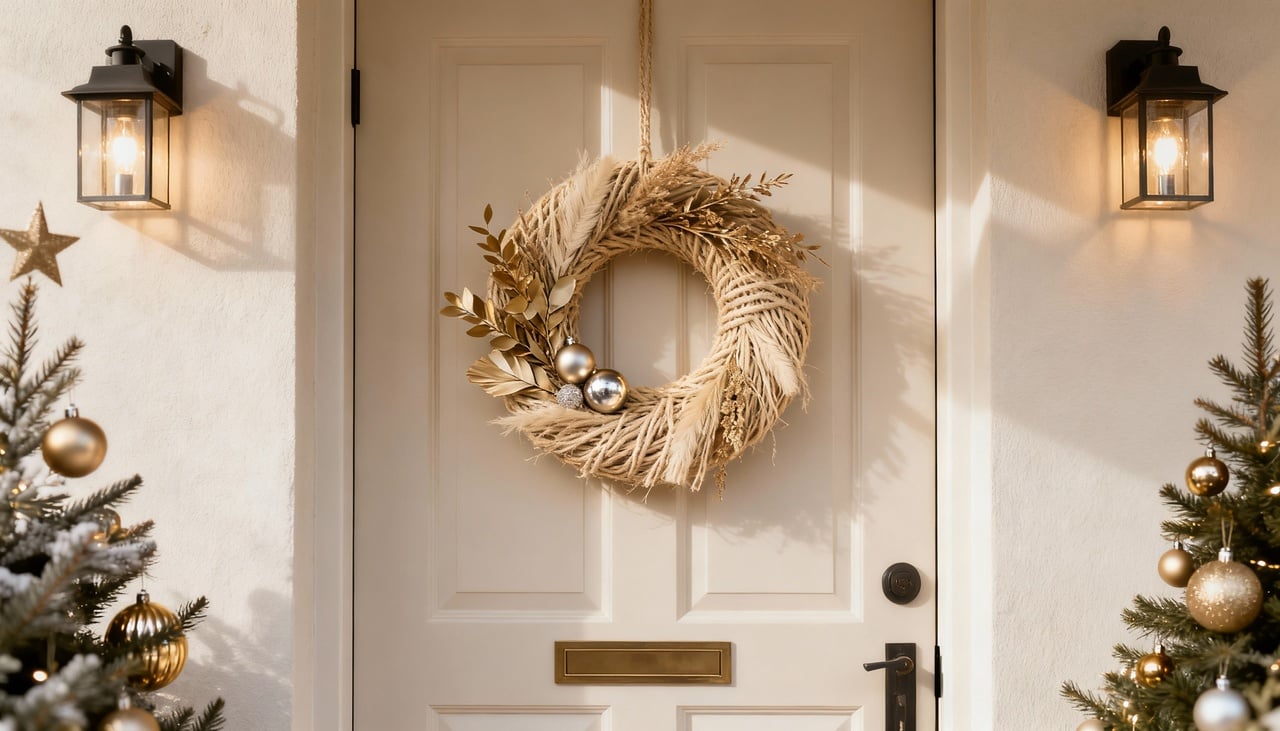 A decoração de portas e entradas abandona os símbolos clássicos em favor de peças discretas e elegantes