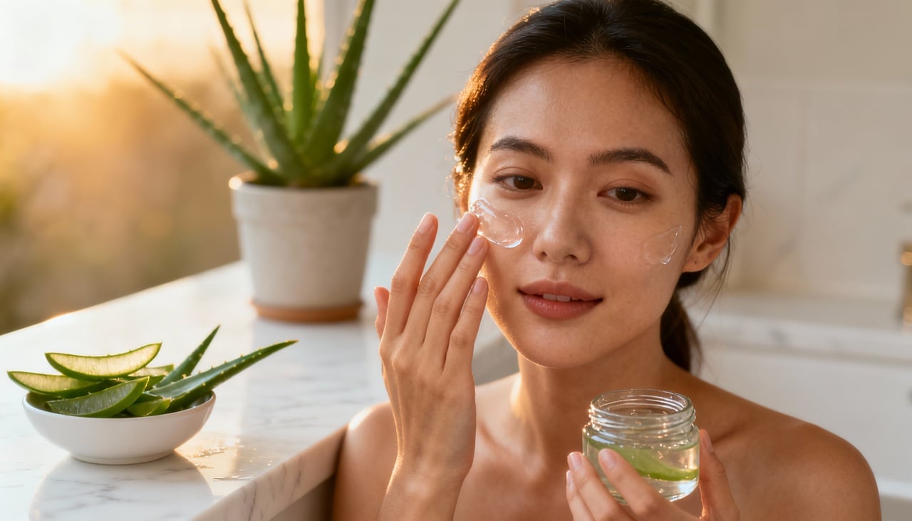 A aloe vera é conhecida por sua hidratação leve e ação calmante, tornando-se ideal para peles com tendência à oleosidade