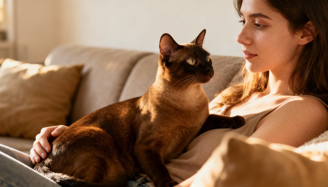 O Burmês tem corpo compacto, pelagem macia e olhos expressivos que transmitem vivacidade