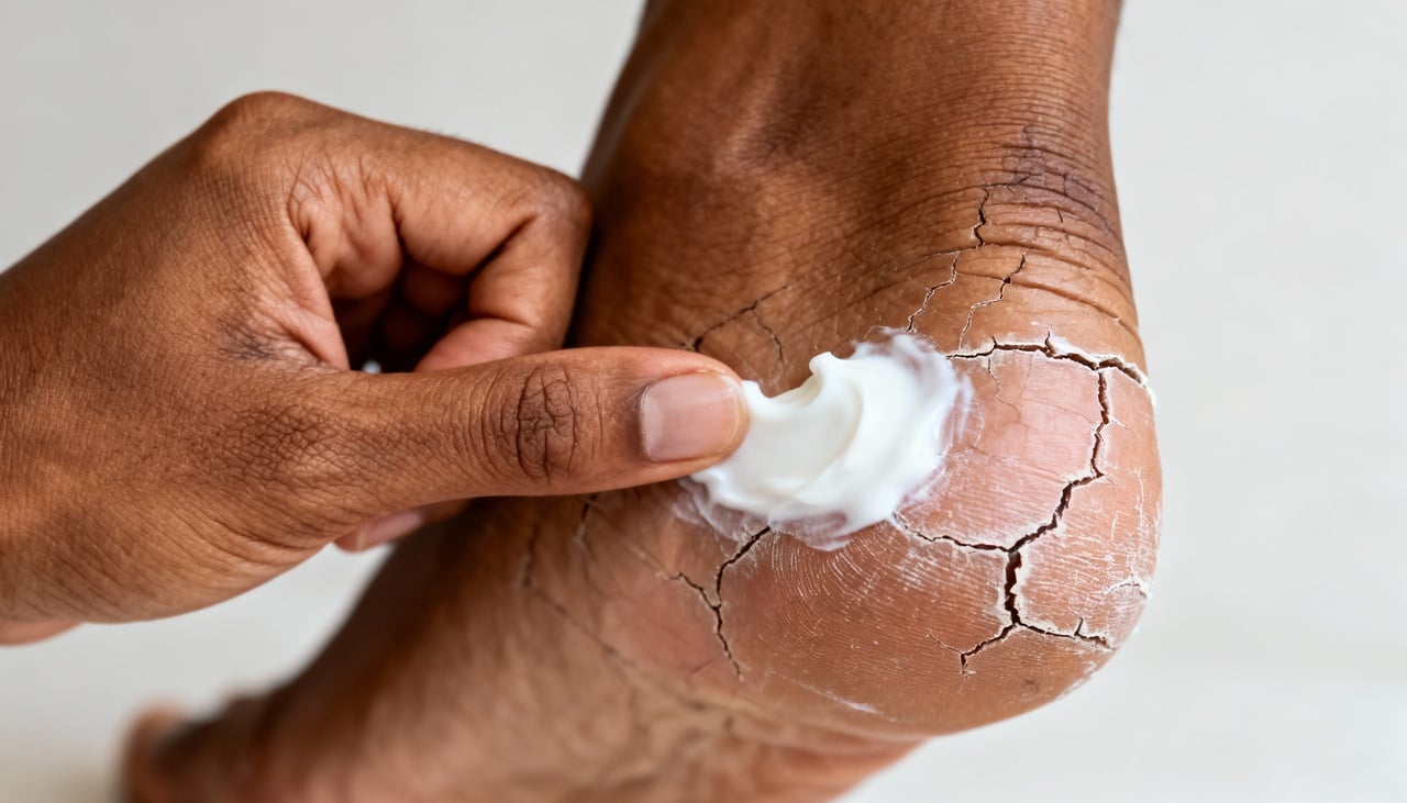 A ureia é um dos principais ingredientes de cremes hidratantes indicados para tratar pés secos, pois atua atraindo e retendo água na pele