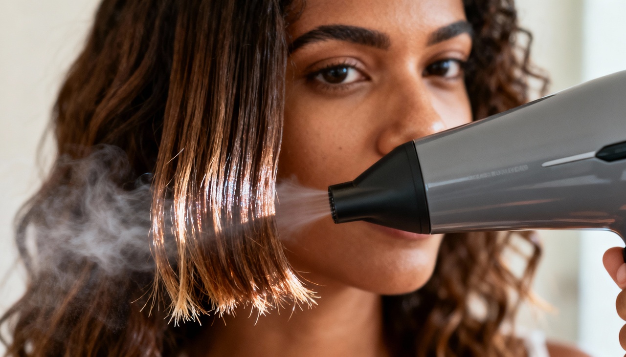 O uso de secadores e chapinhas promove a evaporação da água natural da fibra capilar