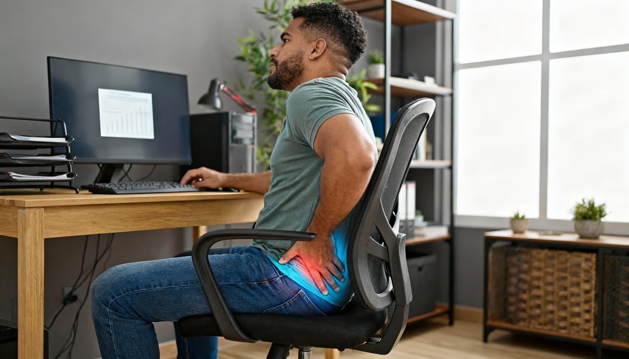 Esse encurtamento tende a sobrecarregar regiões como a lombar