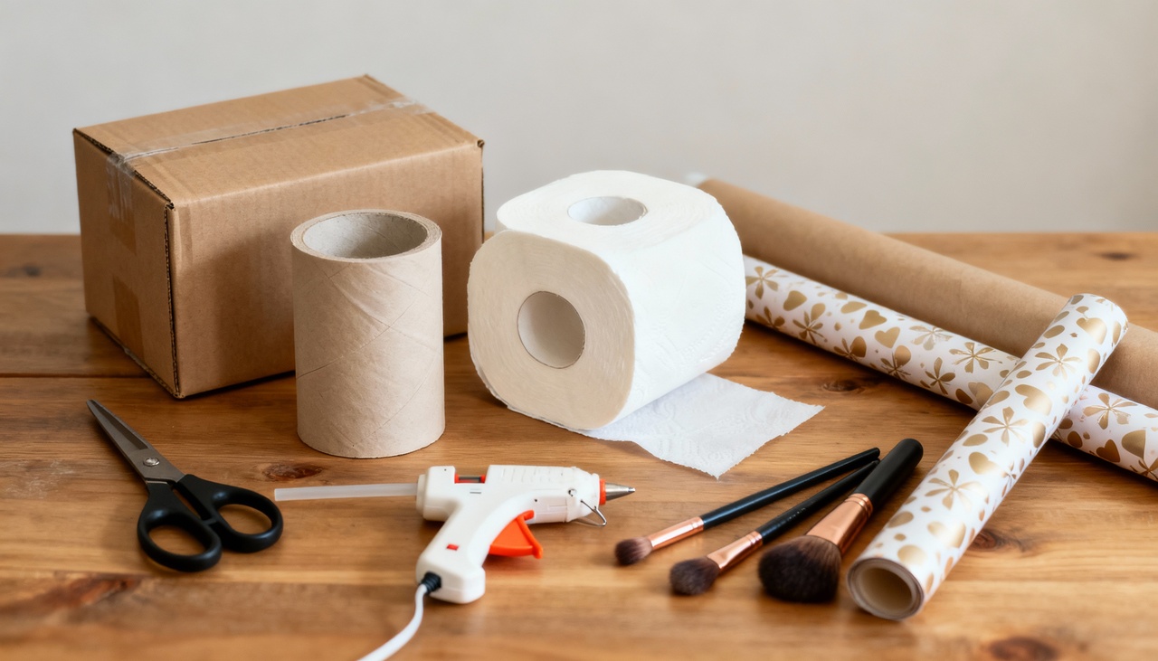 Usar rolos de papel para organizar a maquiagem é simples e sustentável, pois reaproveita materiais