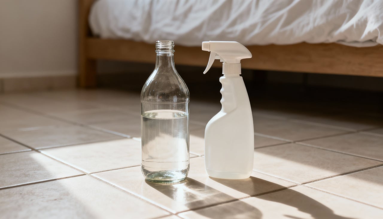 Aplicar uma solução diluída de vinagre sob a cama é um método simples para remover sujeira e microrganismos indesejados