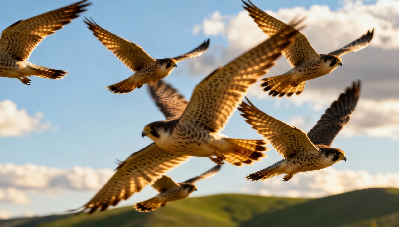 O falcões-de-amur (Falco amurensis) destaca-se por sua migração de longa distância