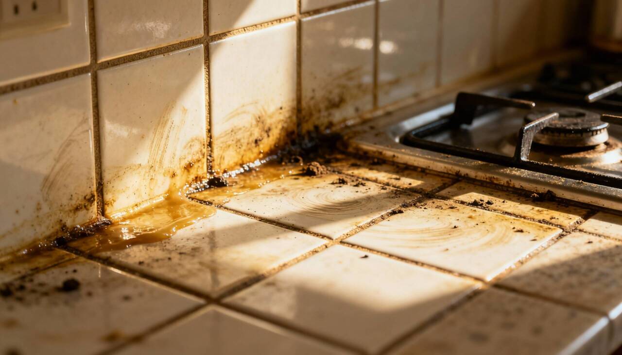 Manchas de gordura incrustada nos azulejos da cozinha podem parecer impossíveis de eliminar sem grande esforço