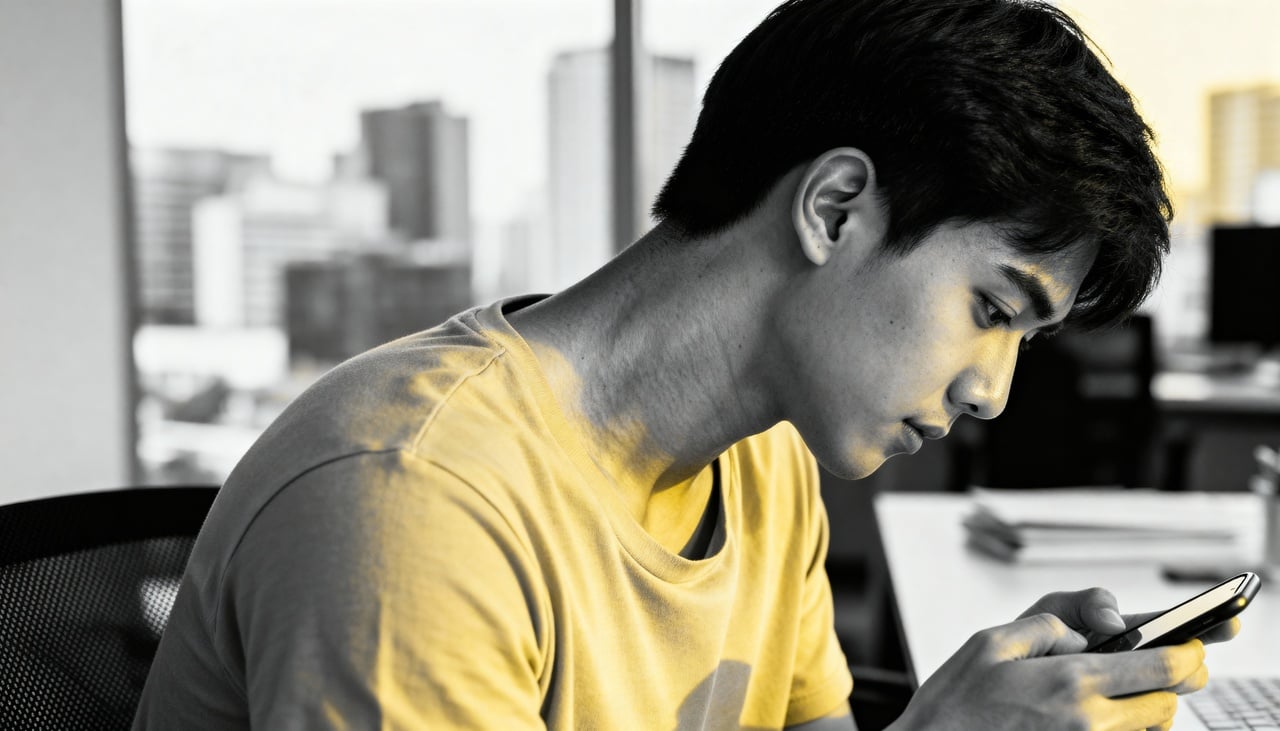 Ao inclinar a cabeça para acompanhar o celular, a coluna sofre um aumento significativo de peso sobre suas estruturas