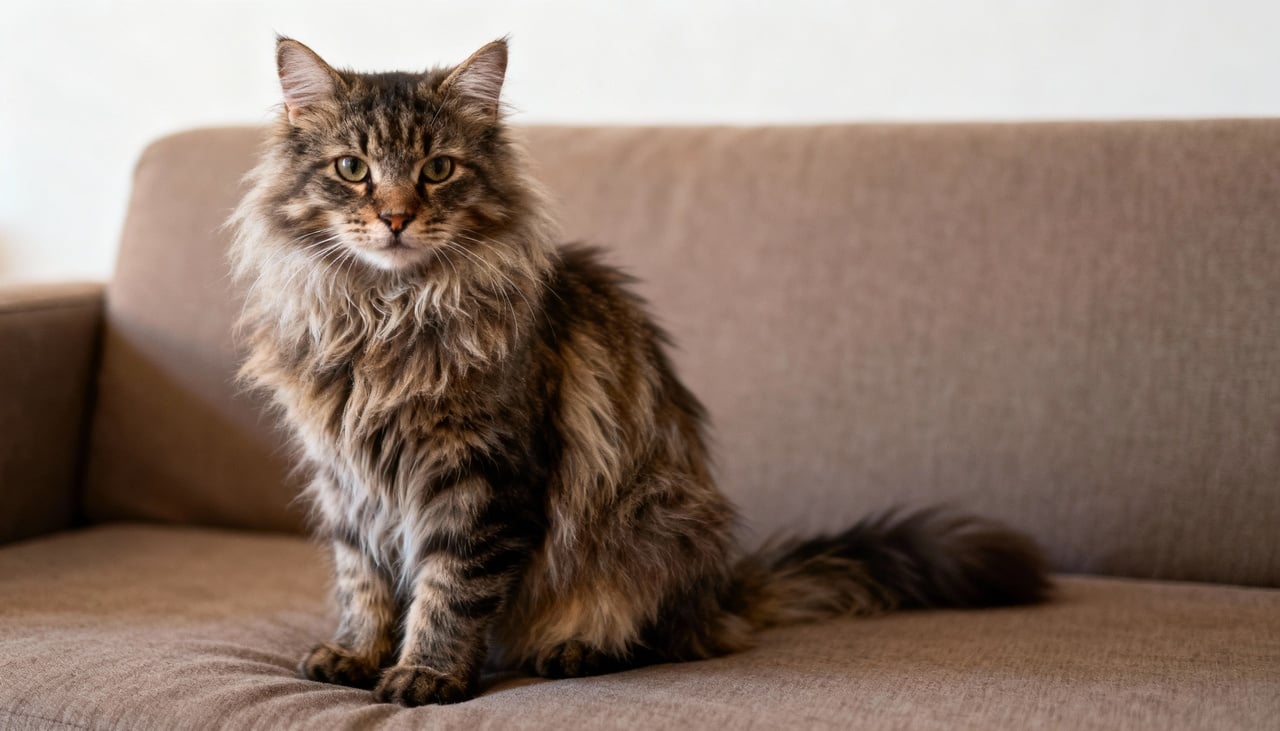 O gato norueguês da floresta possui corpo musculoso, ossatura forte e é considerado um dos maiores gatos domésticos