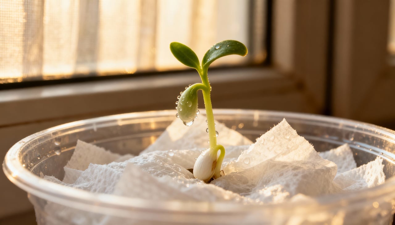 O processo de germinação com papel toalha é prático e eficaz para o cultivo doméstico