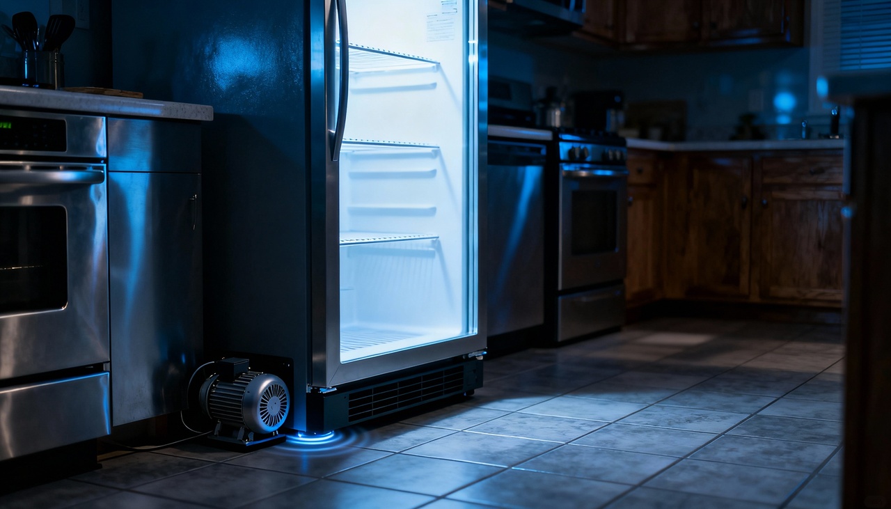 À noite, a queda da temperatura externa altera a dinâmica da troca de calor nas geladeiras