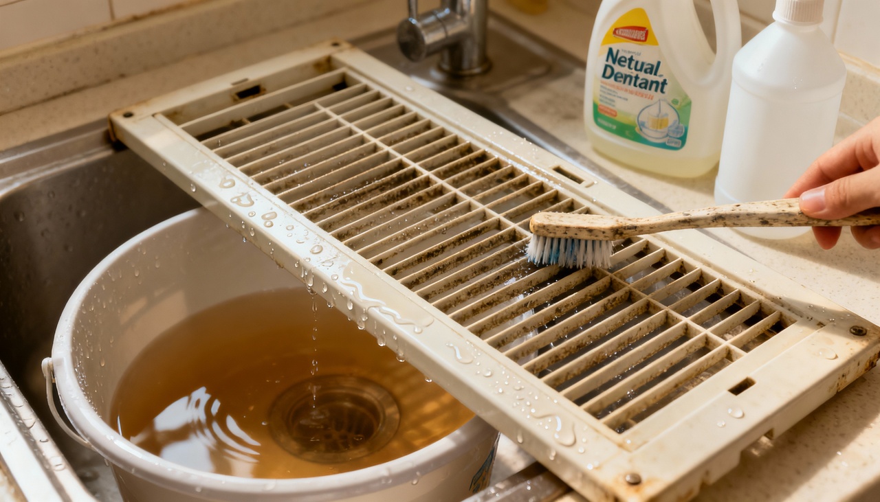 O acúmulo de poeira nas grades indica a presença constante de partículas que, em pouco tempo, podem obstruir passagens de ar