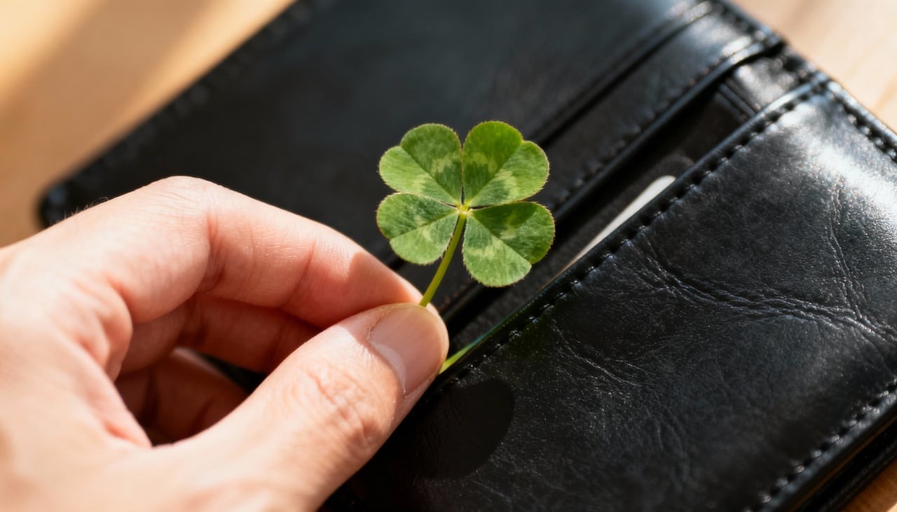 A simpatia do trevo consiste em guardar uma folha de trevo, geralmente de quatro folhas, dentro da carteira