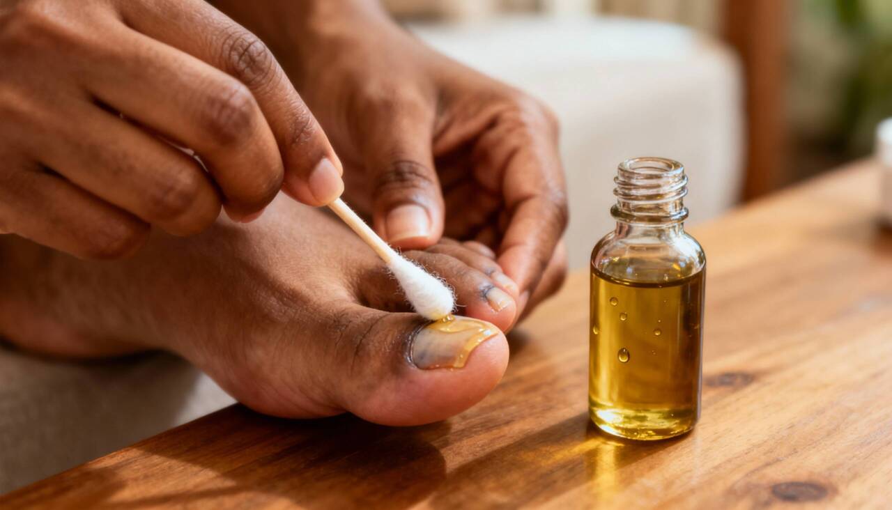 O óleo de melaleuca é aplicado sobre a área afetada