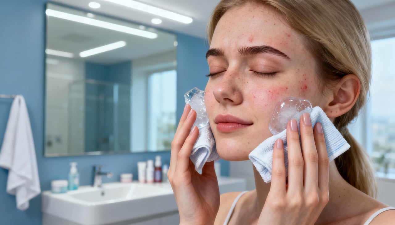 O uso do gelo é uma das medidas iniciais recomendadas para controlar a inflamação causada pela acne