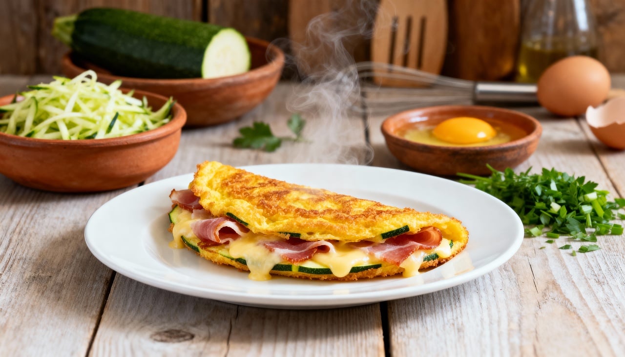 O omelete de abobrinha recheado é destaque entre receitas práticas para qualquer estação do ano